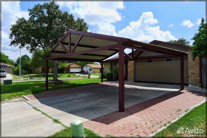 Односкатный навес с Проф. листом