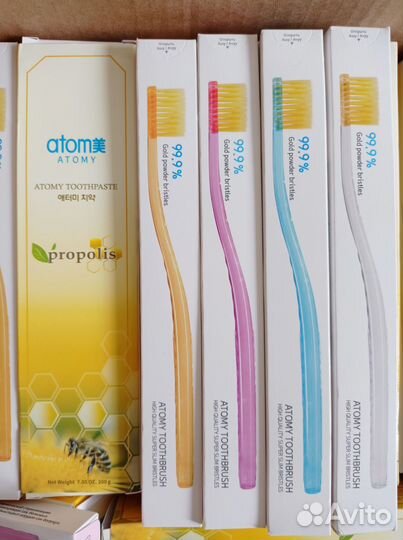 Зубная паста атоми + 4 щетки набор