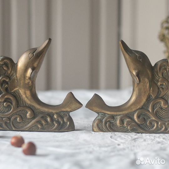 Букенды винтажные дельфины бронза