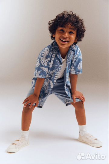 Рубашка джинсовая 122 128 h&m новая