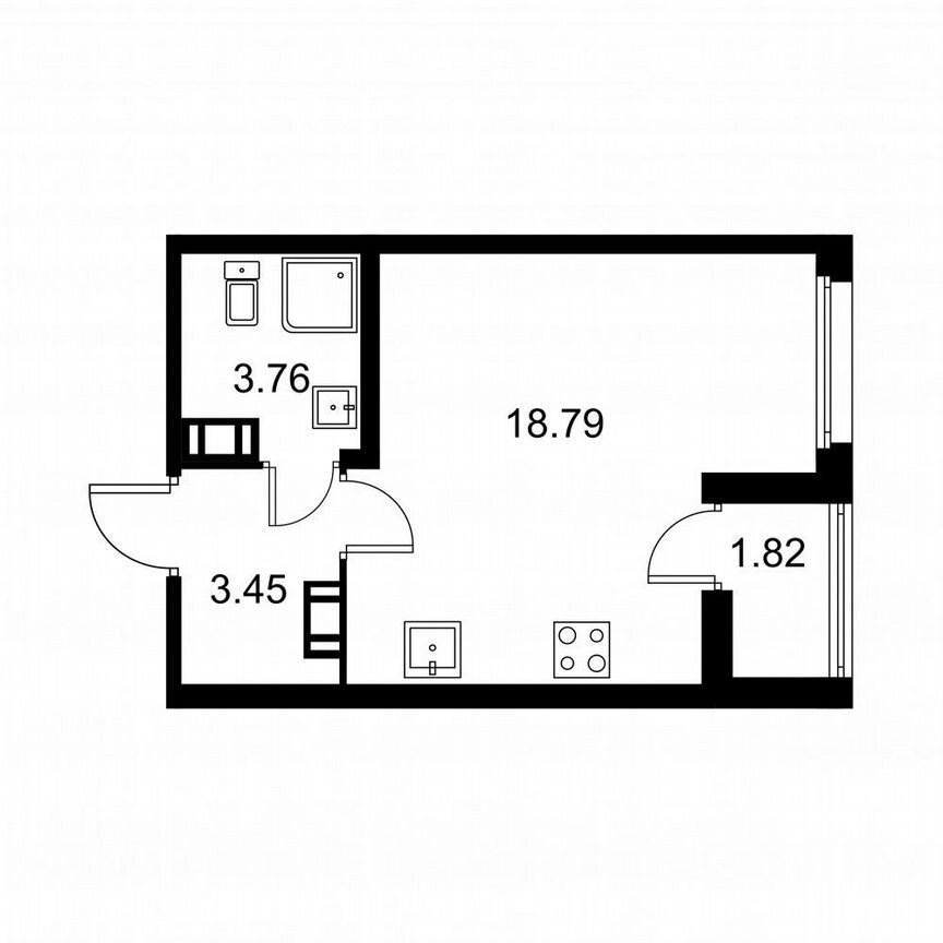 Квартира-студия, 26,9 м², 7/9 эт.