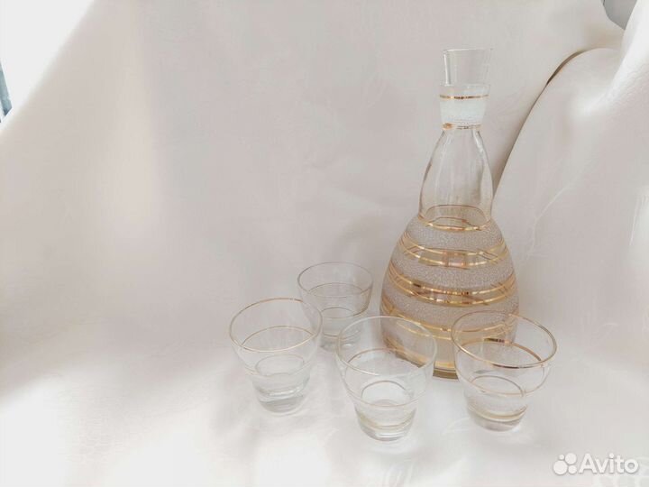 Графин с рюмками СССР насыпное стекло Штоф СССР