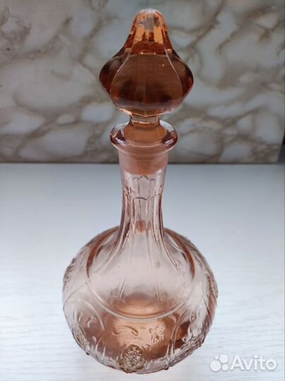 Винтажный графин, стекло розовое 50-60гг
