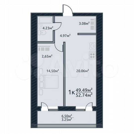 1-к. квартира, 52,7 м², 8/10 эт.