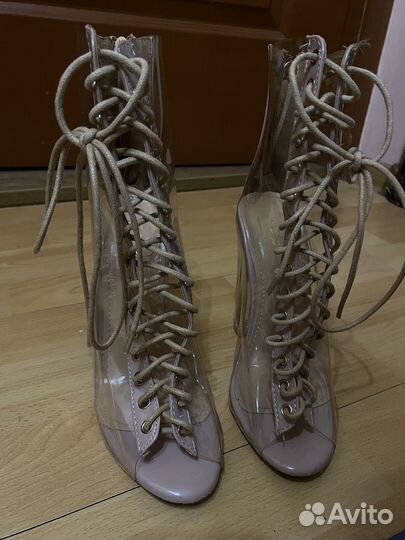 Ботильоны прозрачные на шнуровке