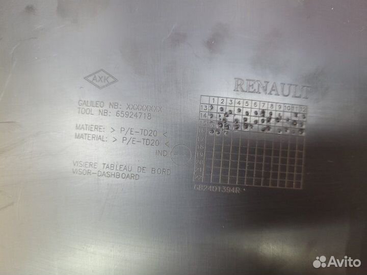 Козырек щитка приборов Renault Logan