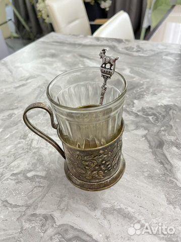 Набор подстаканник стакан ложка