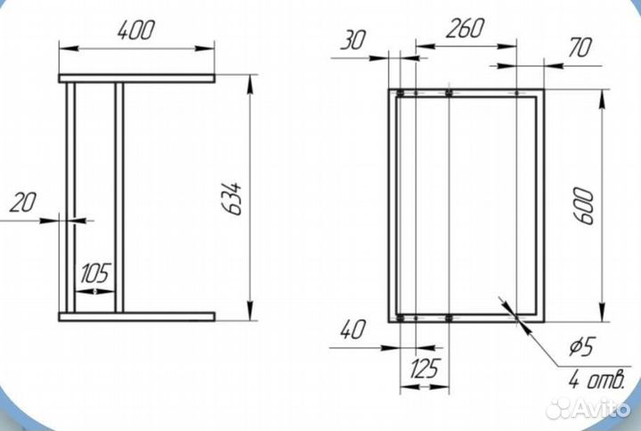 Лофт прикроватный столик IKEA Н550, Н650, Н720