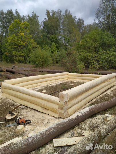 Сруб бани из липы