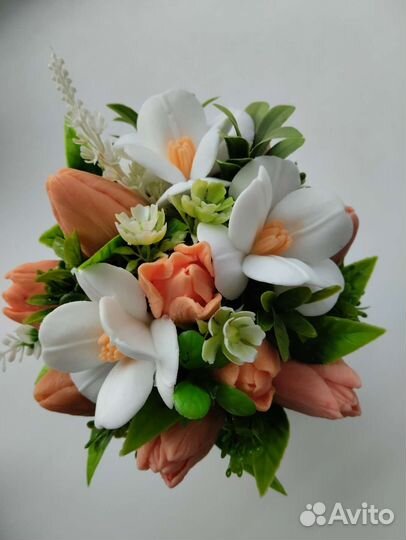 Букет подснежников из мыла