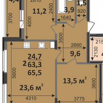 2-к. квартира, 65,5 м², 7/10 эт.