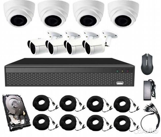Видеонаблюдение (комплект 8 AHD видеокамер 1Mpix)
