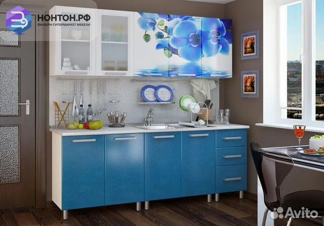 Кухня Люкс с фотопечатью Лазурь 2.0 м