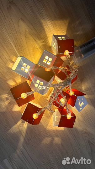 Гирлянда Домики на батарейках стиль Икея новая