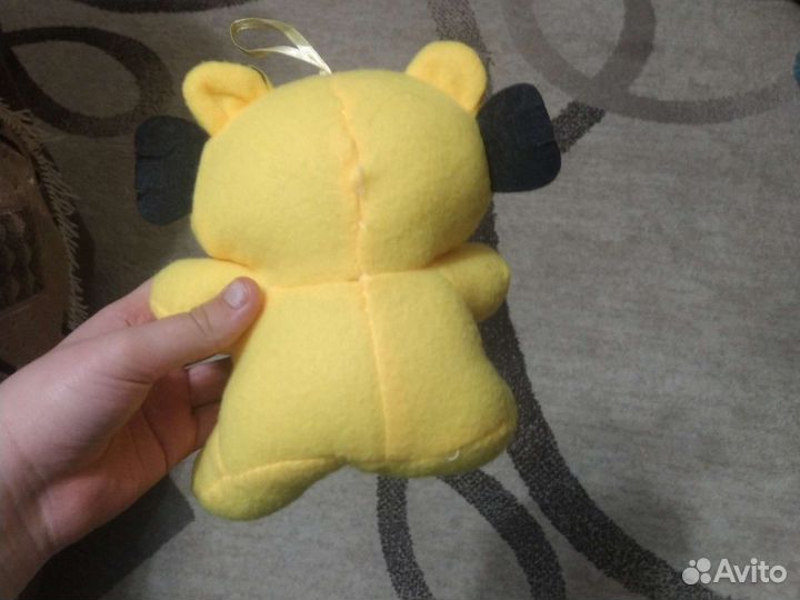 Кот жёлтый плюшевый б/у