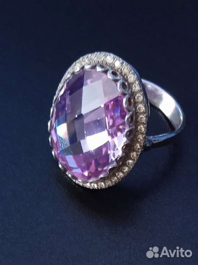 Перстень.Камень.Аметист.в.Серебре.925