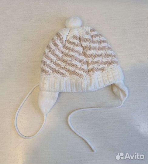 Шапка+варежки на мальчика 3-6мес новые