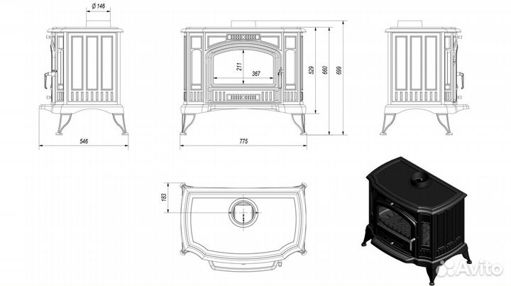 Печь камин Kratki koza К9