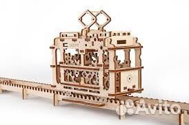 Конструктор ugears 70008 трамвай с рельсами