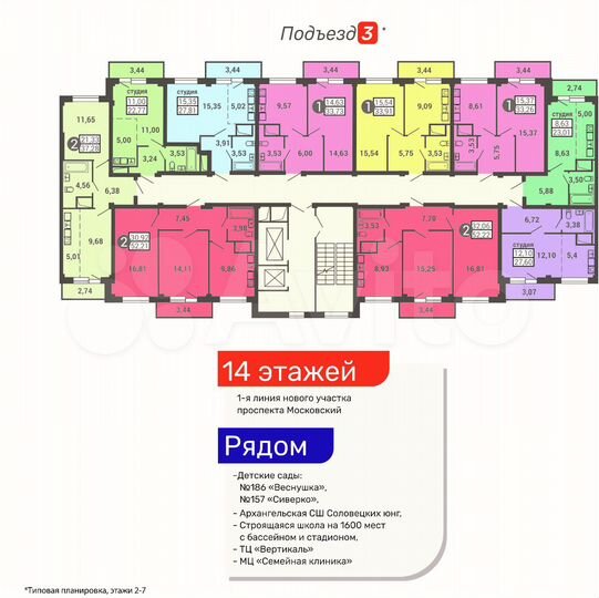 Квартира-студия, 27,8 м², 10/14 эт.