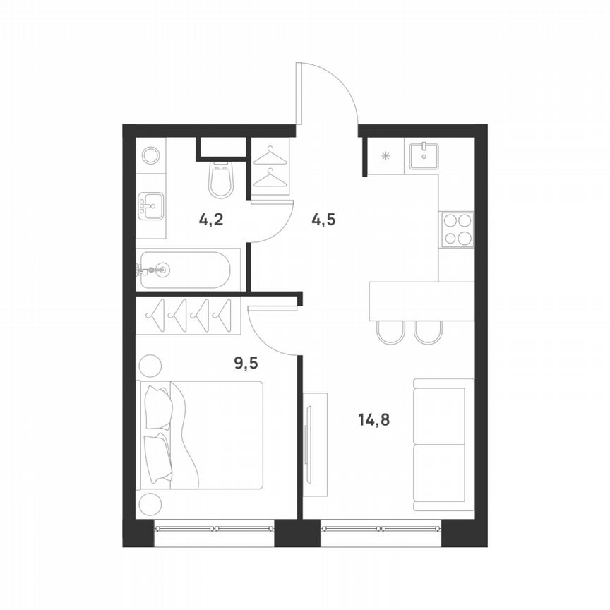 1-к. квартира, 33 м², 14/17 эт.