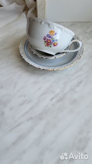 Чайная пара с розеткой, кахла, период СССР