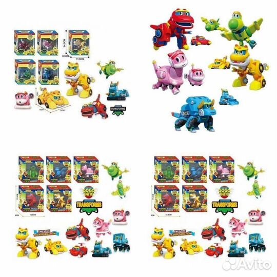 Роботы трансформеры GO GO dino самолёты поезда