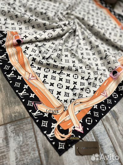 Шелковый платок шаль Louis Vuitton белый