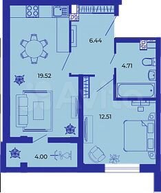 1-к. квартира, 47,2 м², 9/9 эт.