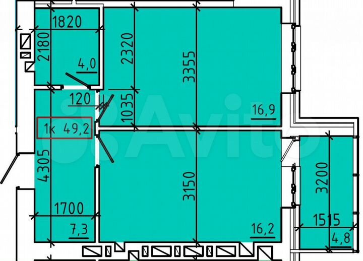 1-к. квартира, 49,2 м², 9/9 эт.