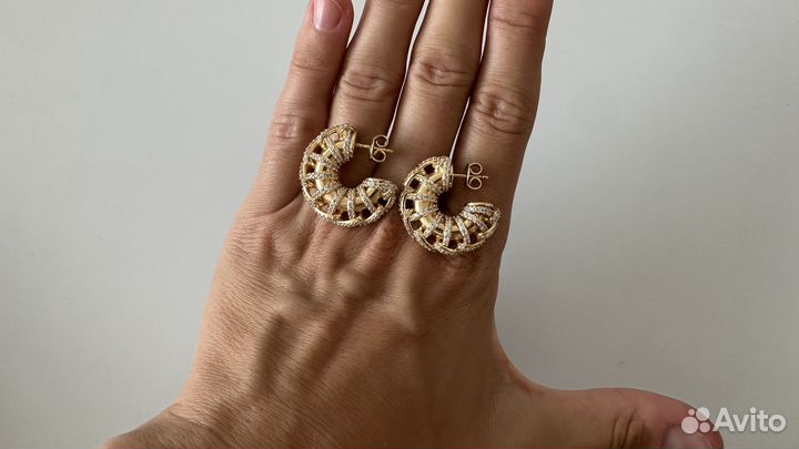 Позолоченные серебряные сережки Bottega Veneta