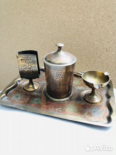 Антикварный Набор для курения. Латунь. Индия ретро