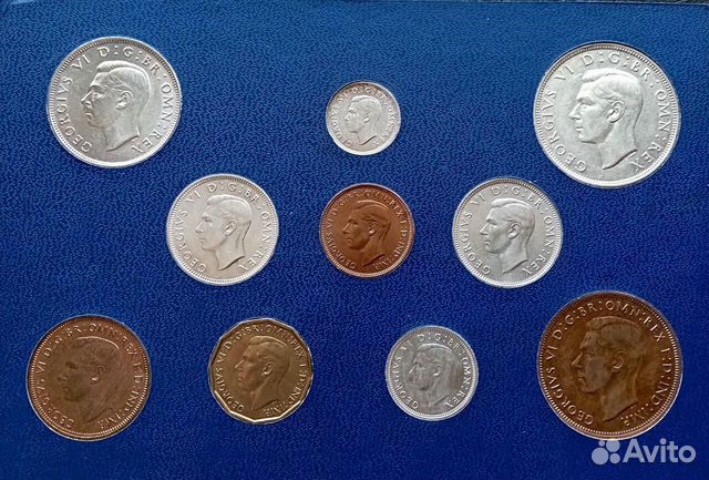 Великобритания набор монет 10 шт. 1945г. Георг VI