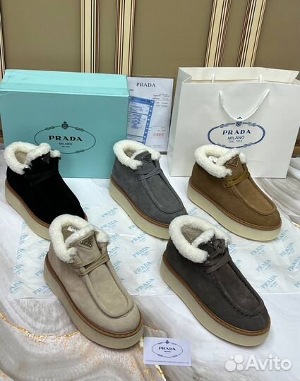 Ботинки Prada женские на меху зима Размер 36-40