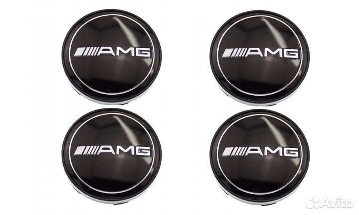 Комплект: колпак на ступицу Mercedes AMG 60 мм 4 ш