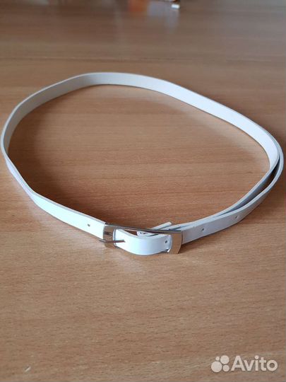 Ремень женский белый узкий 15мм