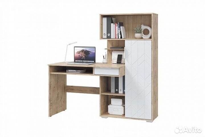 Компьютерный стол Бэйсик уни, дуб бунратти/белый