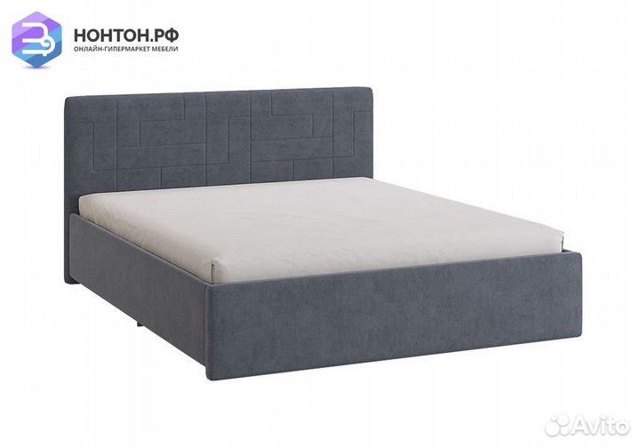 Кровать Лора 2 1.6 м серо-синяя