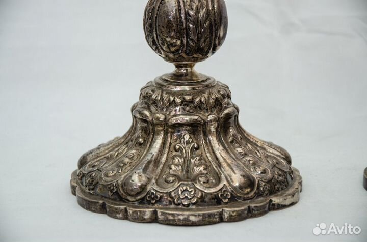 Антикварные Подсвечники пара, серебро 84пр 1868г