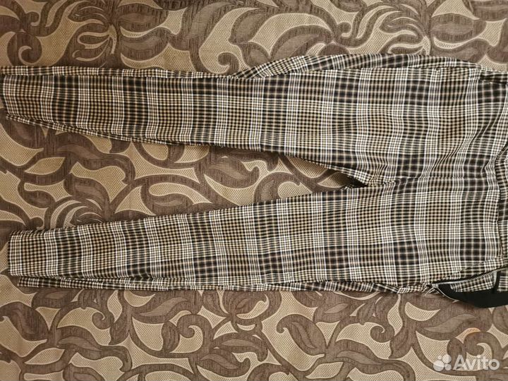 Брюки zara в клетку коричневые