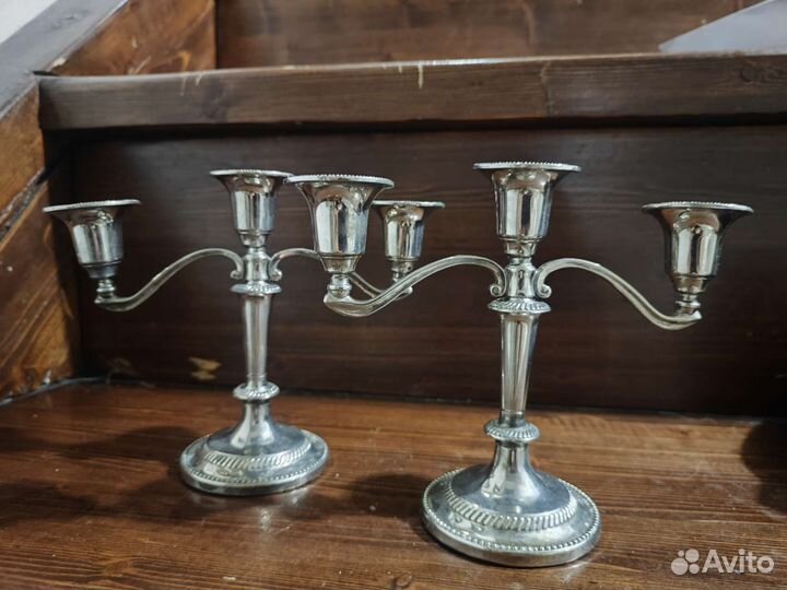Подсвечник/канделябр посеребренный винтаж