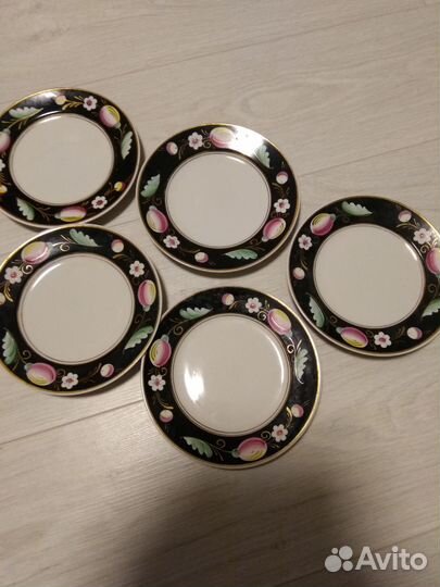 Тарелки, чайные пары Вербилки черная слива