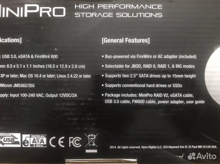 Внешний диск Oyen DAS с рейдом 2x2.5” SATA HDD/SSD