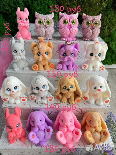 Мыло ручной работы Животные Звери Собачки Зайчики