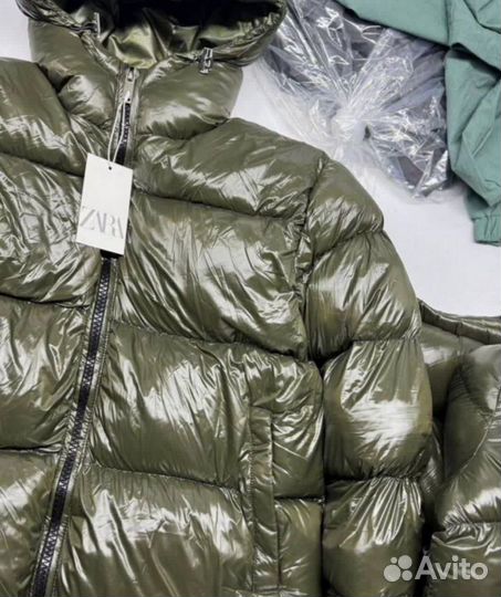 Пуховик Zara Moncler хаки