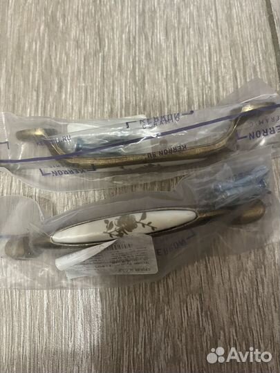 Мебельные ручки бронза/фарфор