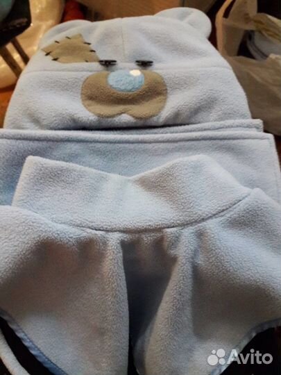 Комплект Шапочка, шарфик и манишка флисовый