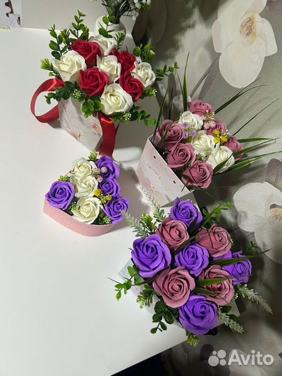 Мыльные розы в коробке