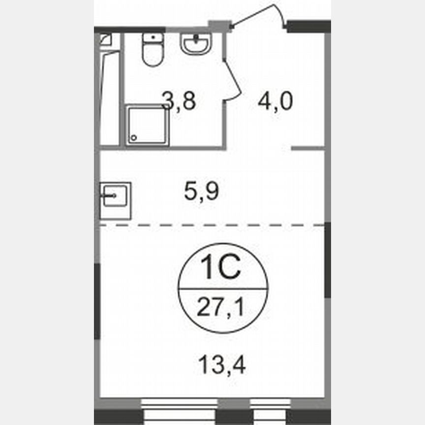 Квартира-студия, 27,1 м², 19/19 эт.