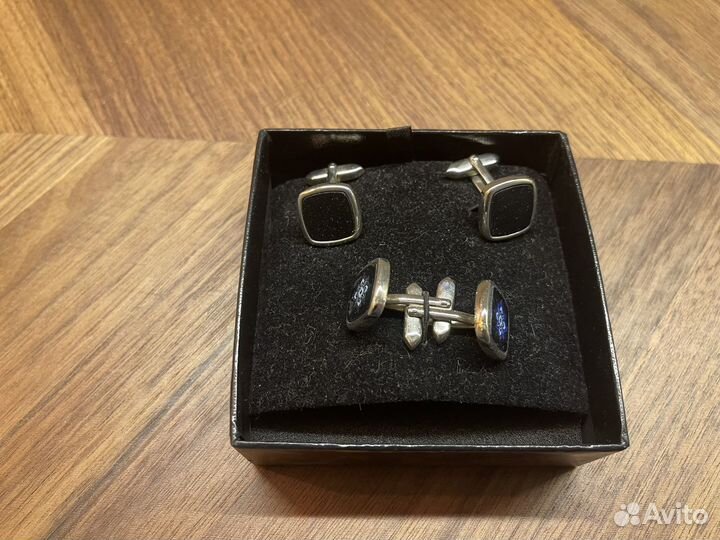 Запонки мужские для рубашки черные